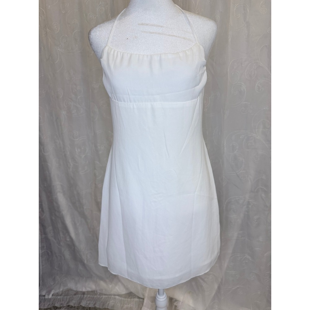 Princess Polly White Halter Mini Dress Coquette Bridal Graduation Size 4